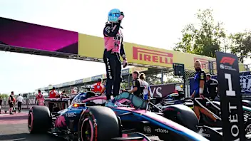 MONZA, ITALY - SEPTEMBER 05: Pole position qualifier Pierre Gasly of France and Alpine F1