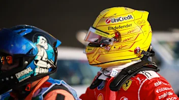 MEXICO CITY, MEXICO - OCTOBER 30: Lewis Hamilton of Great Britain and Scuderia Ferrari is given a