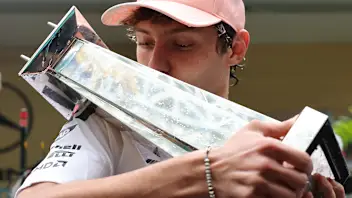 MIAMI, FLORIDA - MAY 03: Race winner Andrea Kimi Antonelli of Italy and Mercedes AMG Petronas F1