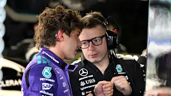 MIAMI, FLORIDA - MAY 01: Andrea Kimi Antonelli of Italy and Mercedes AMG Petronas F1 Team and Peter