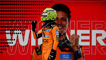 MIAMI, FLORIDA - MAY 02: Sprint winner Lando Norris of Great Britain and McLaren celebrates in parc