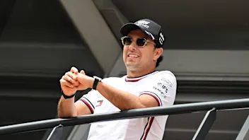 MONTE-CARLO, MONACO - JUNE 04: Sergio Perez of Mexico and Cadillac F1 Team talks to the media