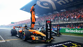 ZANDVOORT, NETHERLANDS - AUGUST 23: Race winner Lando Norris of Great Britain and McLaren