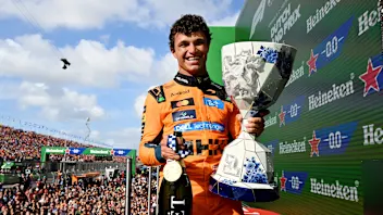 ZANDVOORT, NETHERLANDS - AUGUST 23: Race winner Lando Norris of Great Britain and McLaren