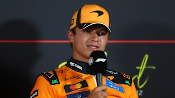ZANDVOORT, NETHERLANDS - AUGUST 22: Pole position qualifier Lando Norris of Great Britain and