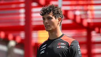 MADRID, SPAIN - SEPTEMBER 10: Oliver Bearman of Great Britain and Haas F1 walks in the Paddock