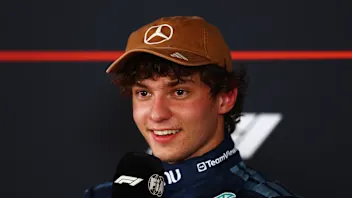 AUSTIN, TEXAS - OCTOBER 24: Pole position qualifier Andrea Kimi Antonelli of Italy and Mercedes AMG