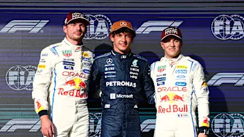 AUSTIN, TEXAS - OCTOBER 24: Pole position qualifier Andrea Kimi Antonelli of Italy and Mercedes AMG