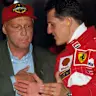 Former Ferrari World Champion Niki Lauda (AUT) with Michael Schumacher (GER) Ferrari Formula One