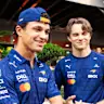 SINGAPORE, SINGAPORE - OCTOBER 08: Lando Norris of Great Britain and McLaren and Oscar Piastri of