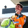 BUDAPEST, HUNGARY - JULY 26: Race winner Lando Norris of Great Britain and McLaren celebrates in