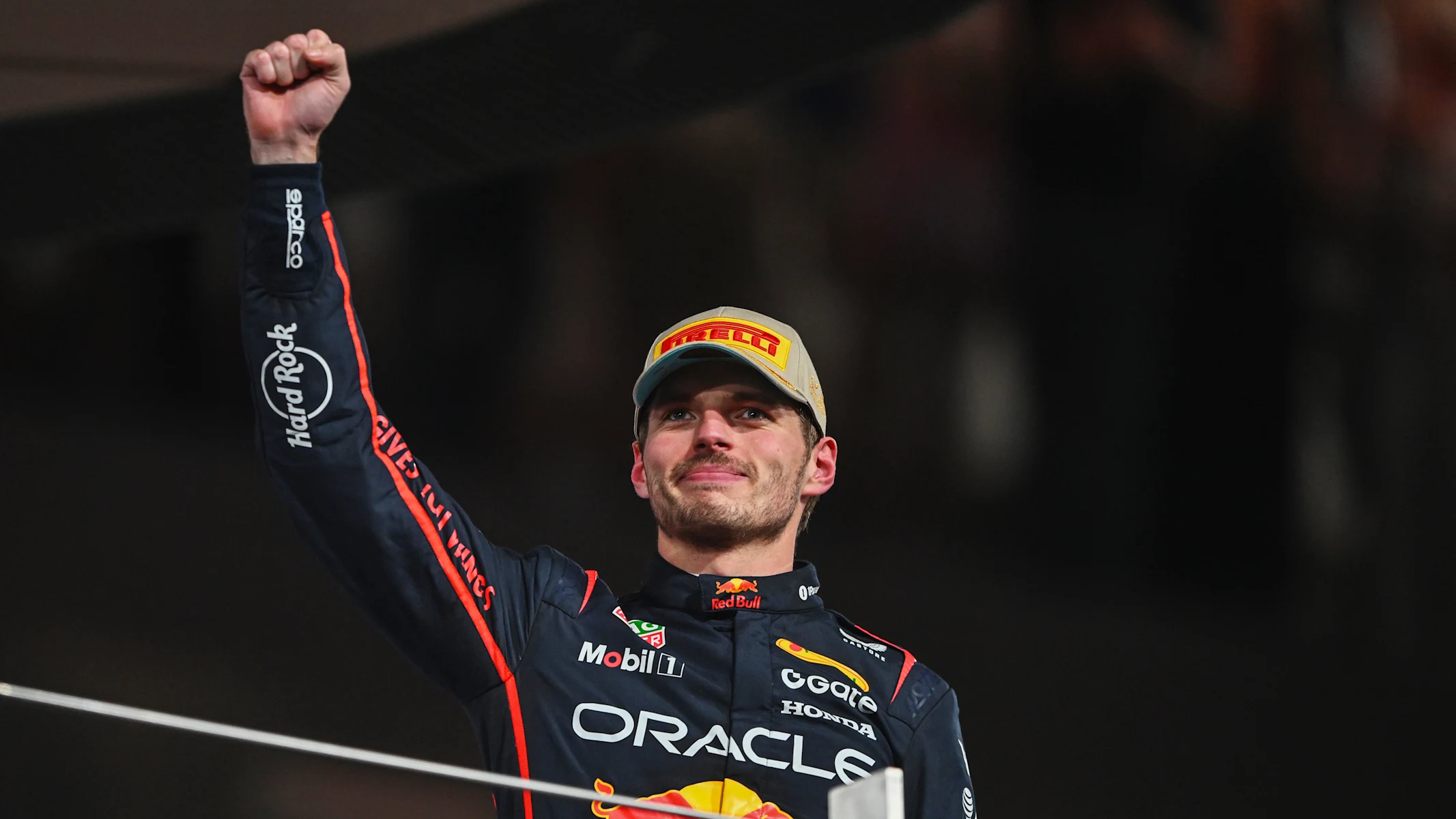 ABU DHABI, UNITED ARAB EMIRATES - DECEMBER 07: Race winner Max Verstappen of the Netherlands and