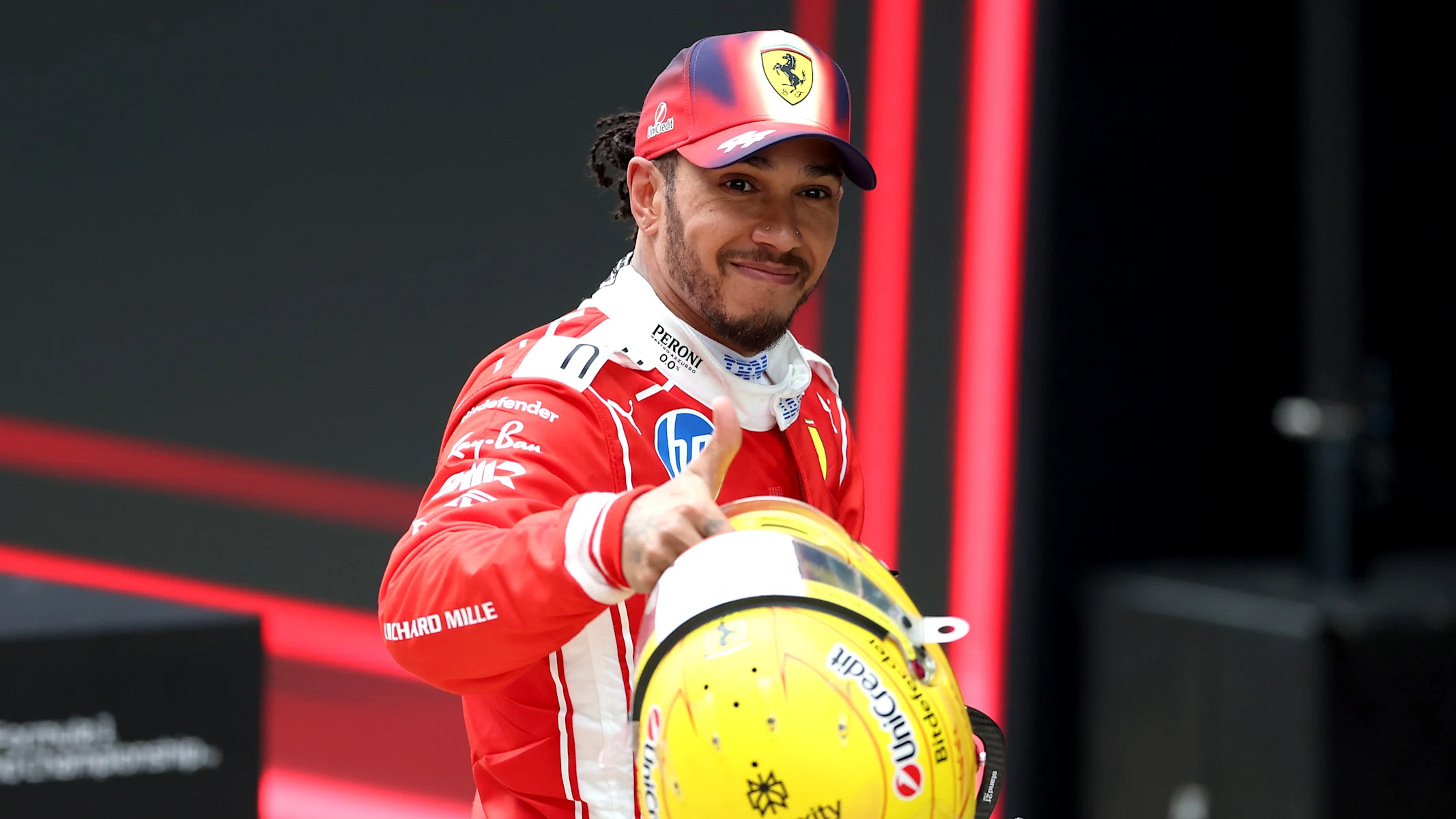 SHANGHAI, CHINA - MARCH 15: Third placed Lewis Hamilton of Great Britain and Scuderia Ferrari in