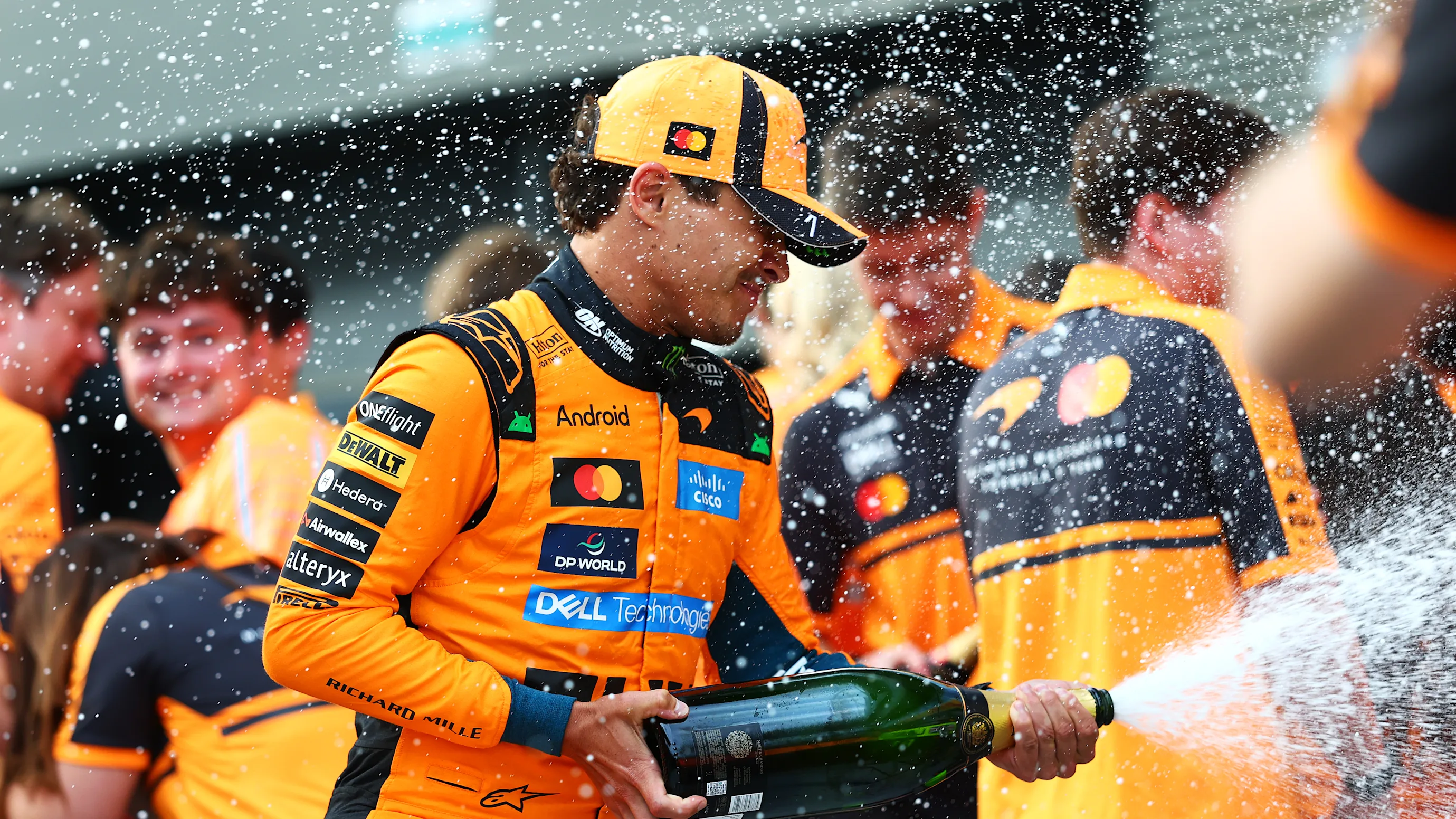 BUDAPEST, HUNGARY - JULY 26: Race winner Lando Norris of Great Britain and McLaren celebrates with