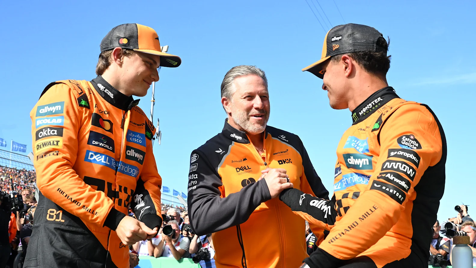 ZANDVOORT, NETHERLANDS - AUGUST 30: Pole position qualifier Oscar Piastri of Australia and McLaren