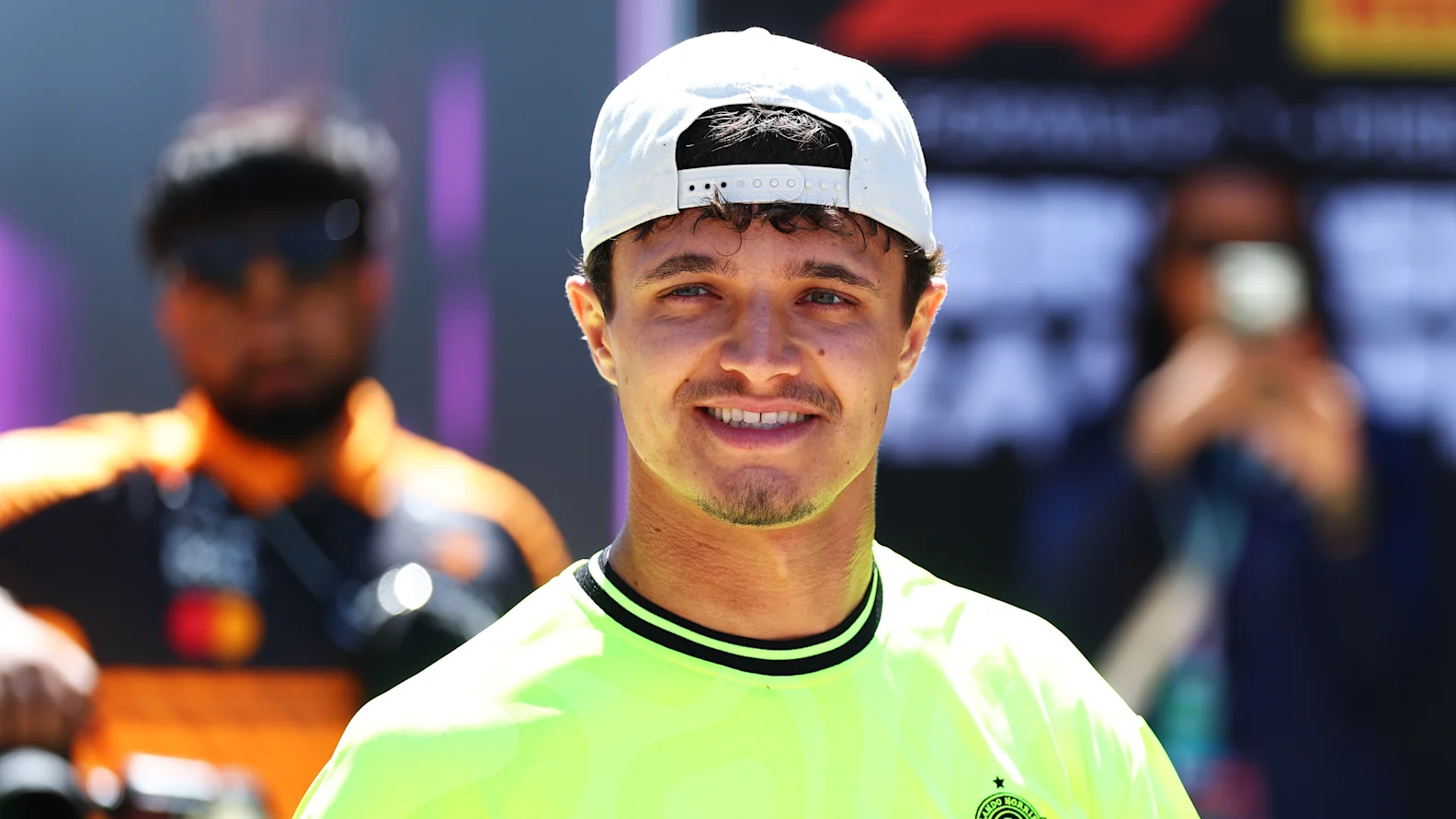 NORTHAMPTON, ENGLAND - JULY 02: Lando Norris of Great Britain and McLaren arrives in the Paddock