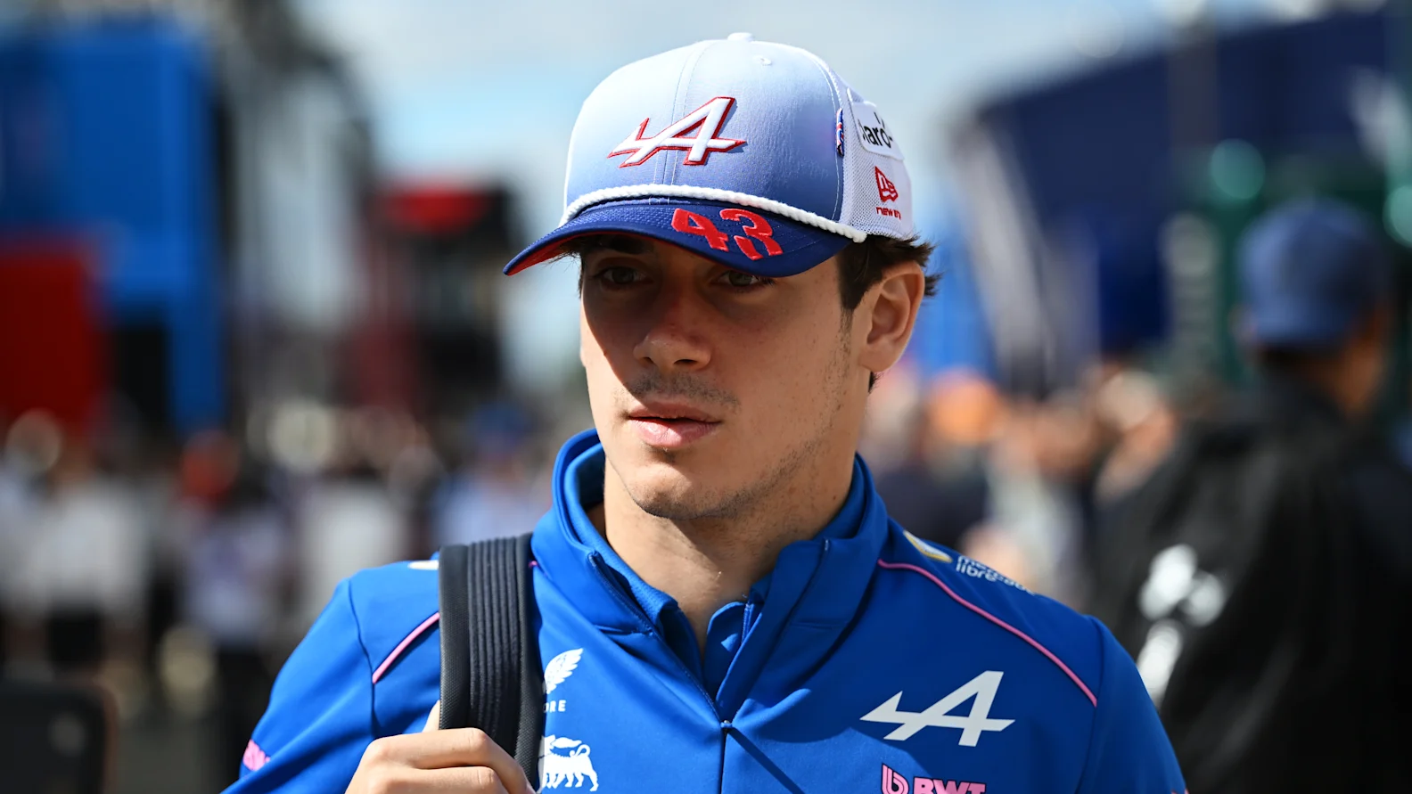 NORTHAMPTON, ENGLAND - JULY 04: Franco Colapinto of Argentina and Alpine F1 arrives in the Paddock