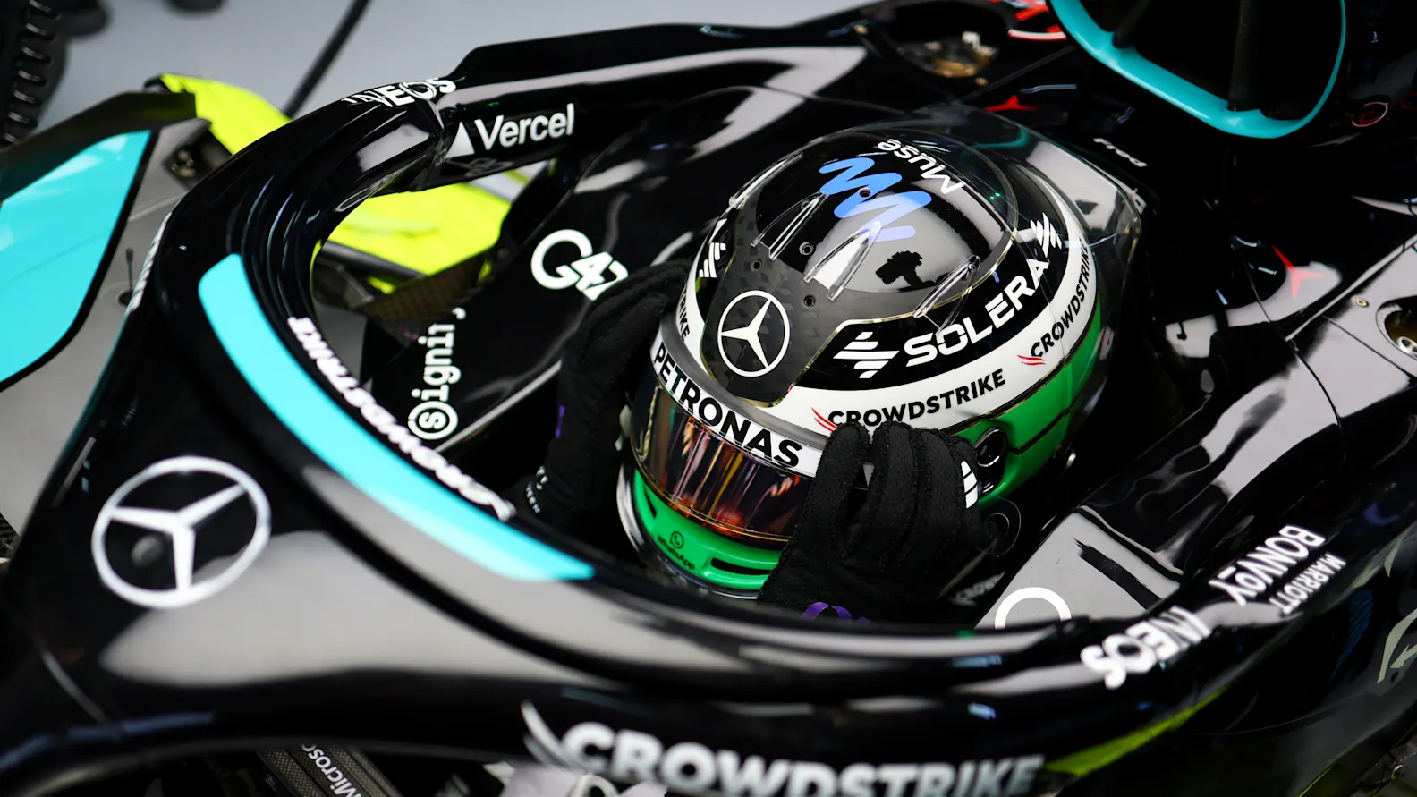 MEXICO CITY, MEXICO - OCTOBER 29: Frederik Vesti of Denmark and Mercedes AMG Petronas F1 Team in
