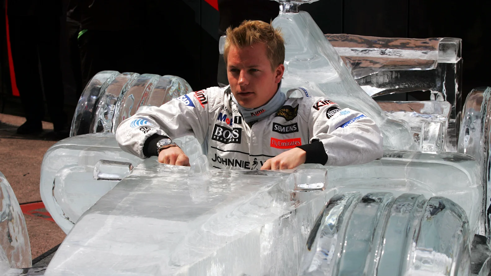 Kimi Raikkonen (FIN) McLaren in an ice car. Formula One World Championship, Rd 7, Monaco Grand