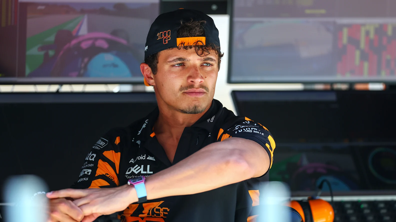 BARCELONA, SPAIN - JUNE 12: Lando Norris of Great Britain and McLaren looks on from the pit wall during practice ahead of the F1 Grand Prix of Barcelona-Catalunya at Circuit de Barcelona-Catalunya on June 12, 2026 in Barcelona, Spain. (Photo by Bryn Lennon - Formula 1/Formula 1 via Getty Images)