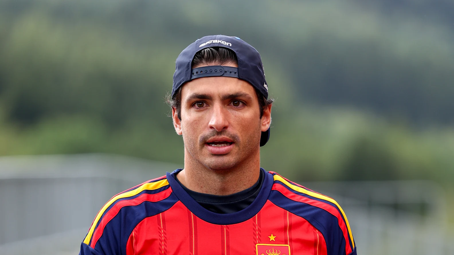 SPA, BELGIUM - JULY 19: Carlos Sainz of Spain and Williams arrives in the Paddock prior to the F1