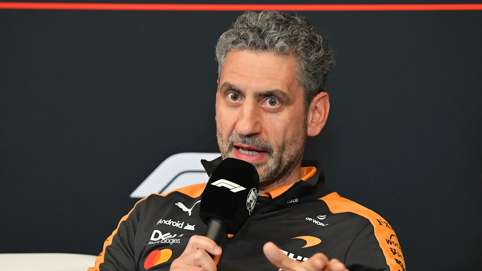 MONTREAL, QUEBEC - MAY 22: Andrea Stella, Team Principal of McLaren in the Team Principals Press