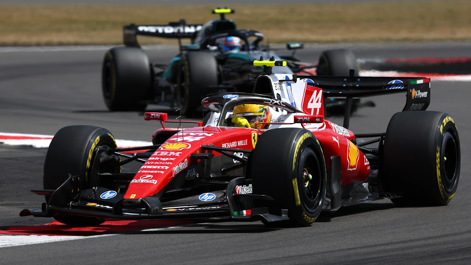 NORTHAMPTON, ENGLAND - JULY 04: Lewis Hamilton of Great Britain driving the (44) Scuderia Ferrari
