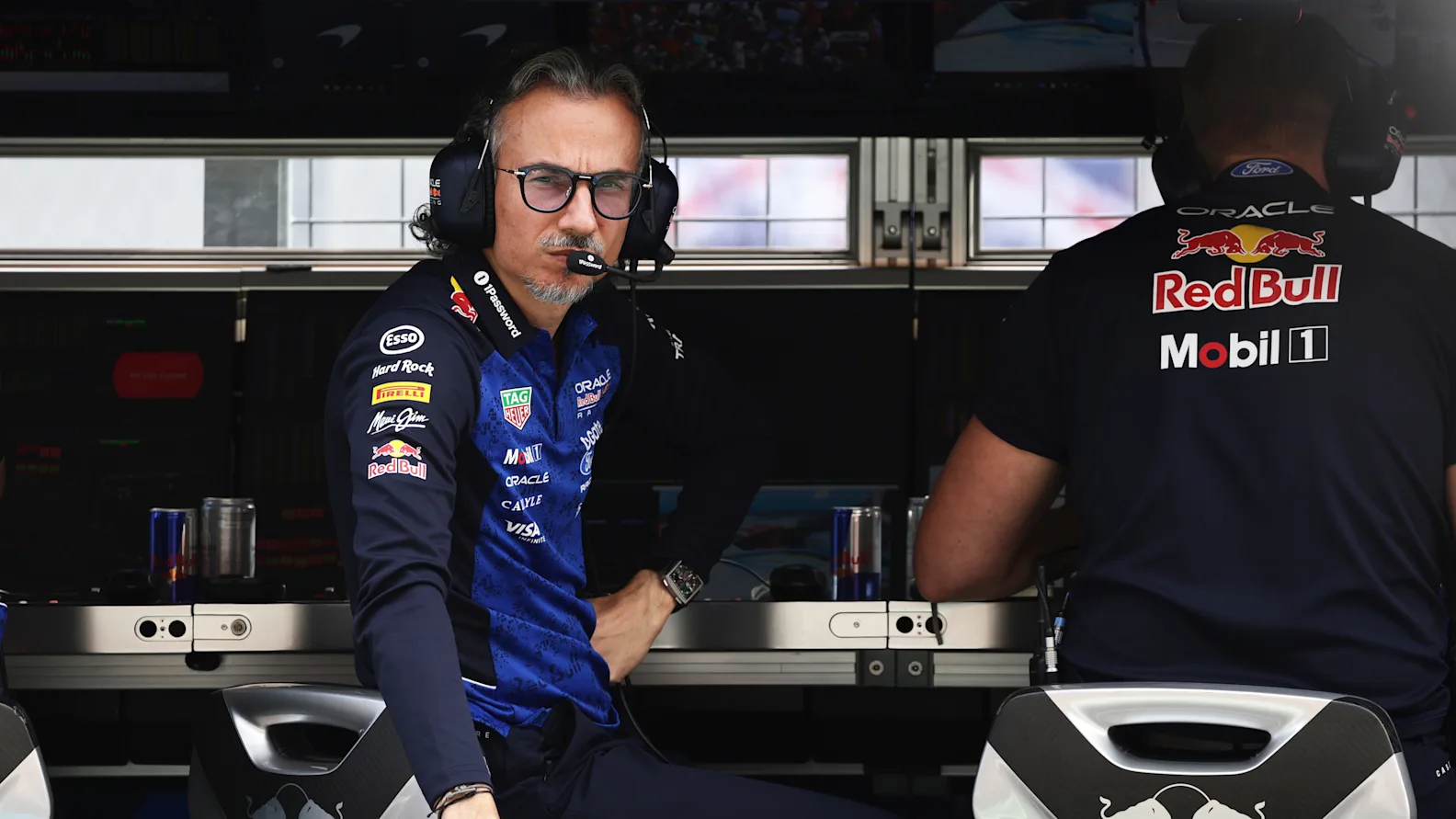 BUDAPEST, HUNGARY - JULY 25: Laurent Mekies, Team Principal of Oracle Red Bull Racing looks on from the pit wall during qualifying ahead of the F1 Grand Prix of Hungary at Hungaroring on July 25, 2026 in Budapest, Hungary. (Photo by Mark Thompson/Getty Images)