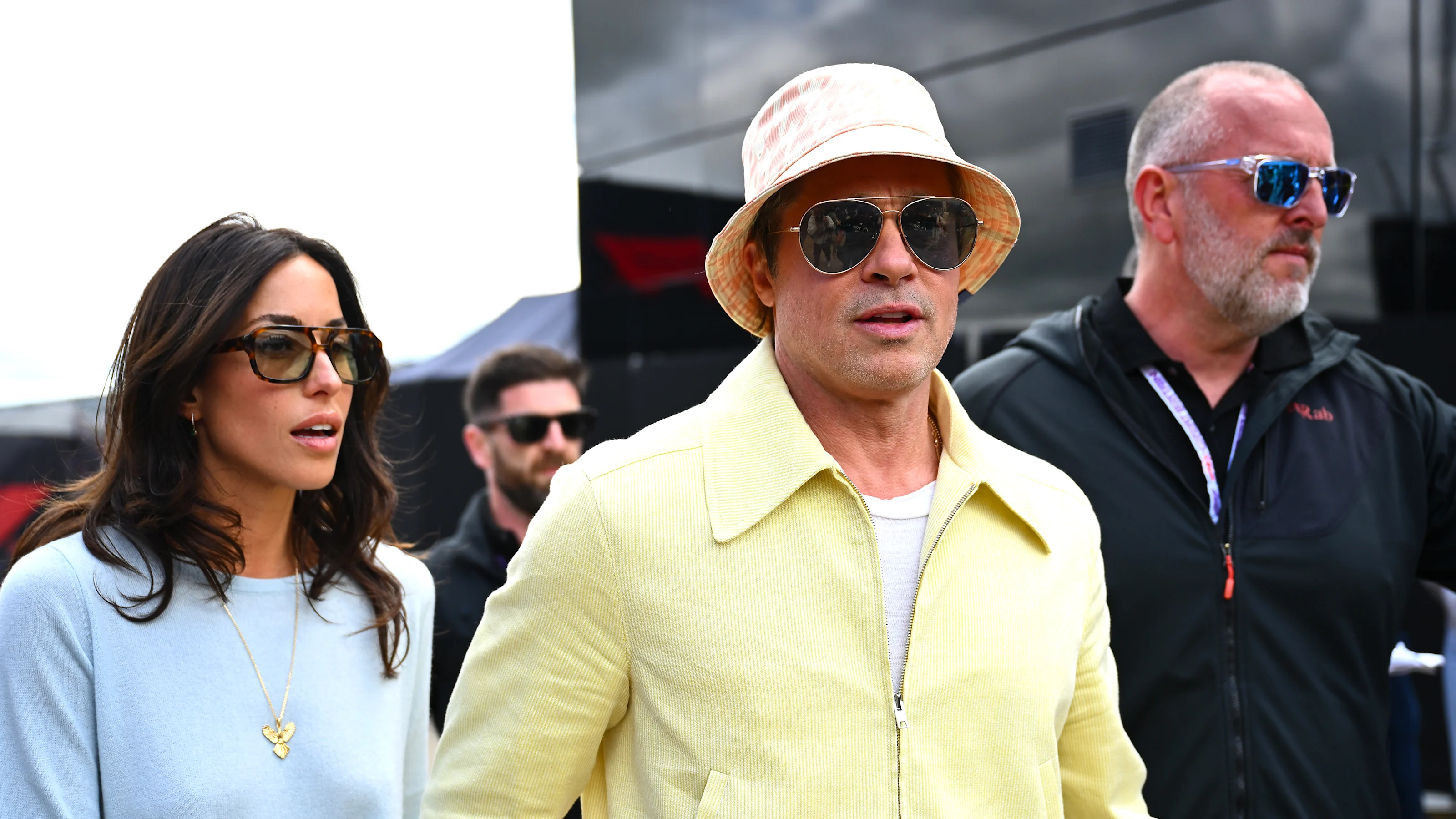 NORTHAMPTON, ENGLAND - JULY 07: Brad Pitt, star of the upcoming Formula One based movie, F1, and