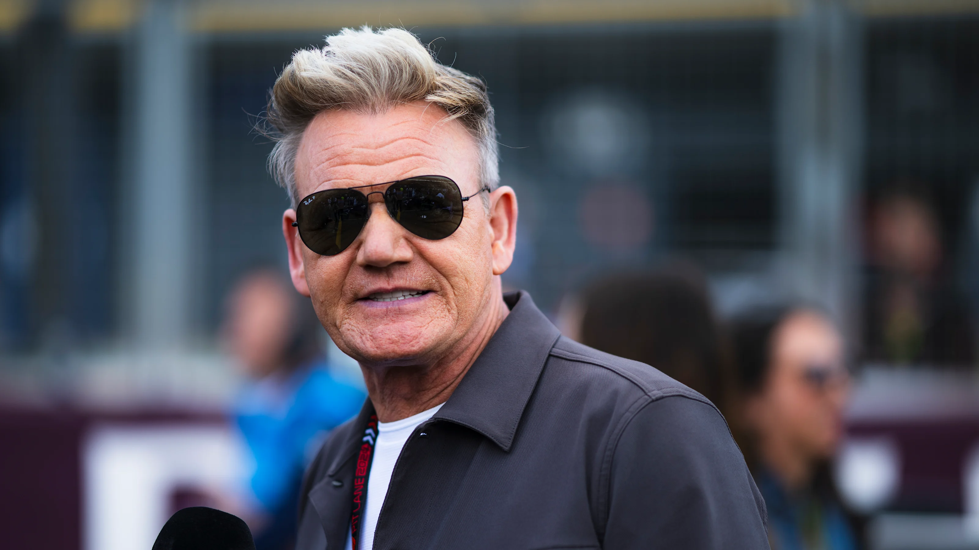 NORTHAMPTON, ENGLAND - JULY 07: Gordon Ramsay looks on, on the grid prior to the F1 Grand Prix of