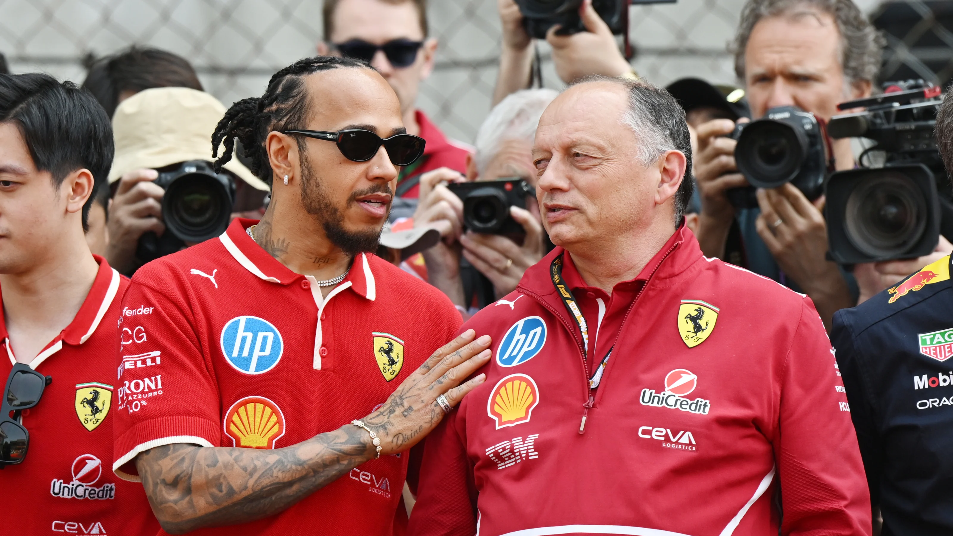 Ferrari - Fred Vasseur (Right) with Lewis Hamilton (Left)