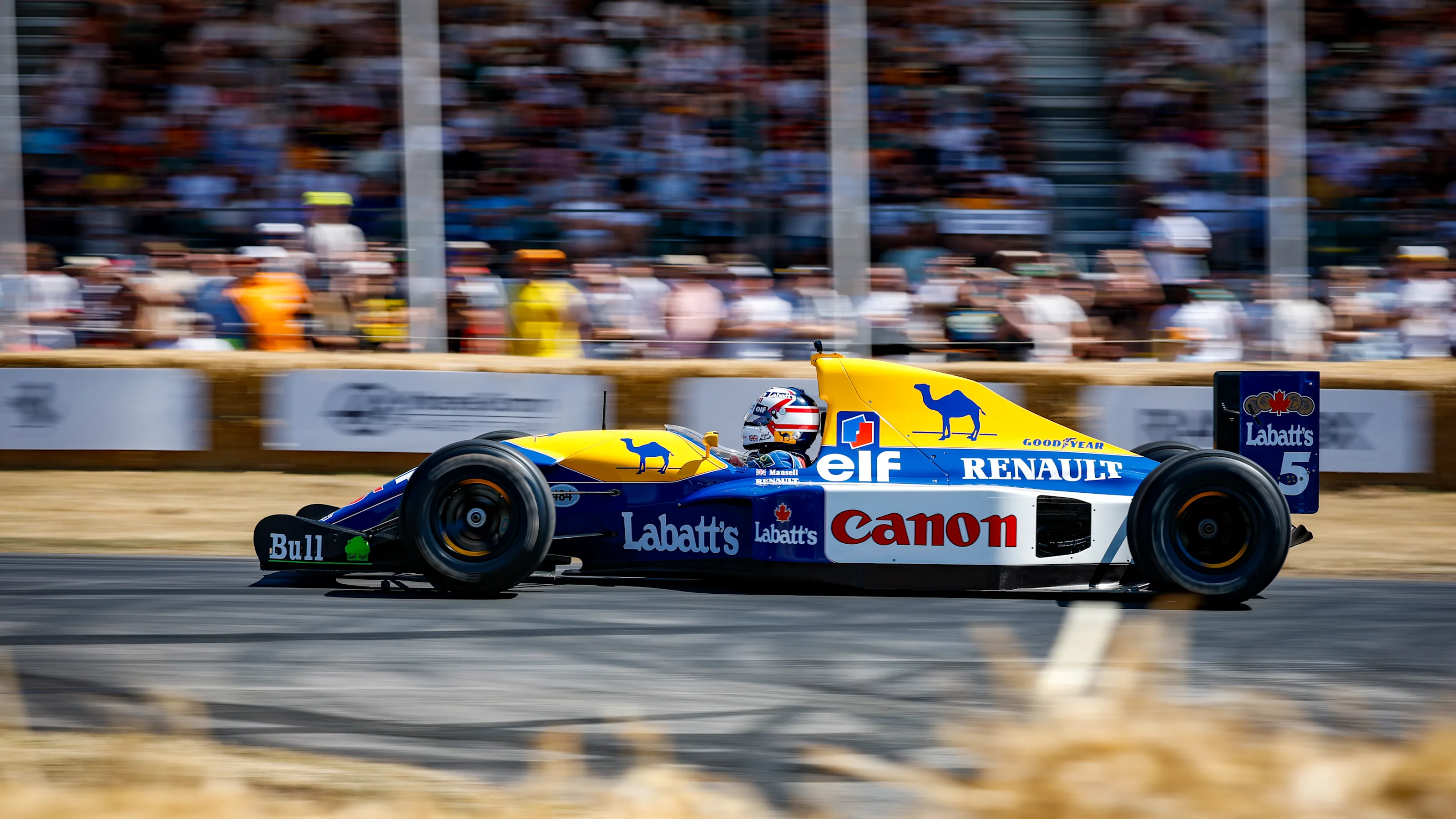 CHICHESTER, ENGLAND - JULY 13: Nigel Mansell driving the Williams FW14B Renault during the Goodwood