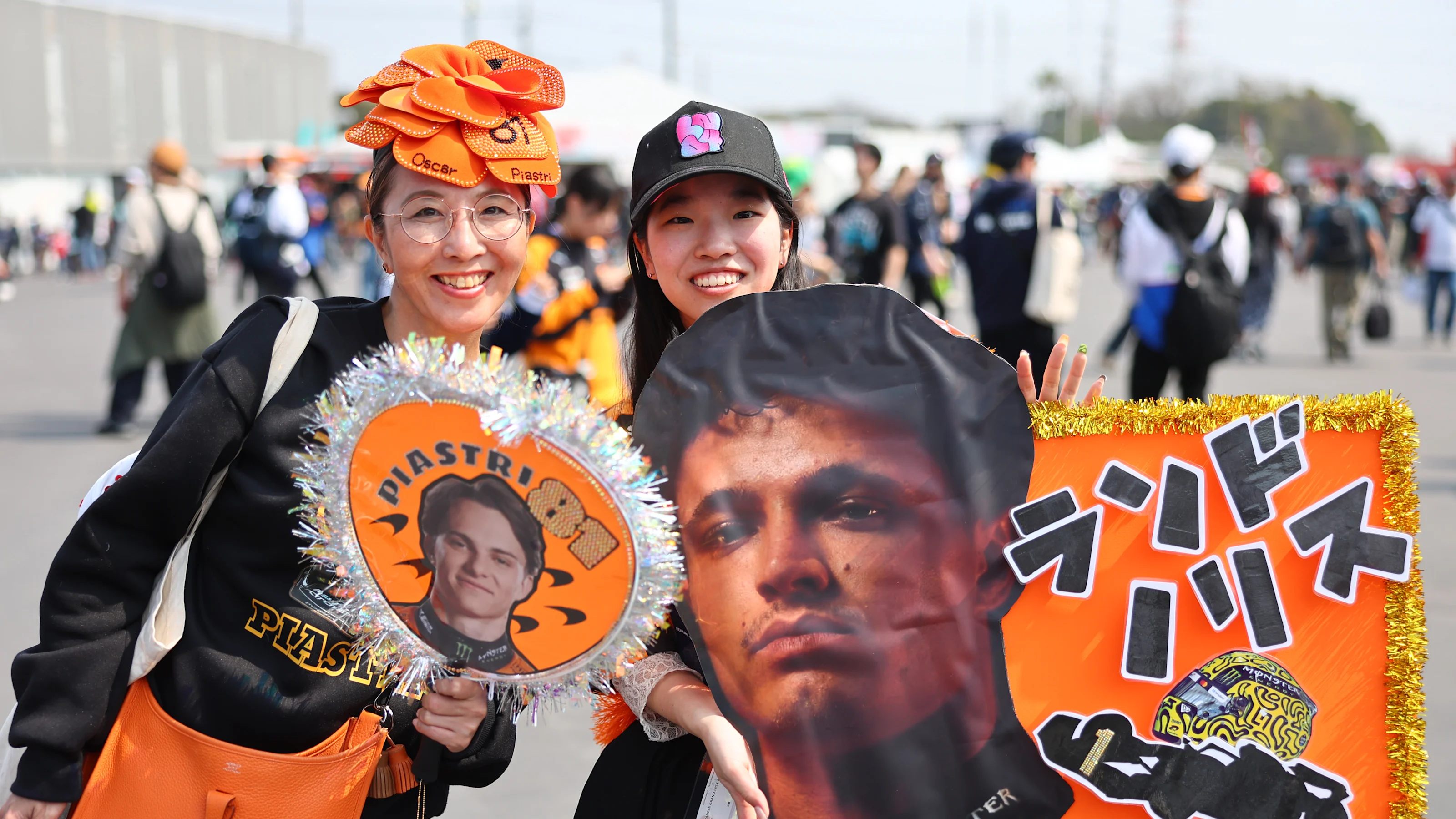 SUZUKA, JAPAN - MARCH 29: Fans of Lando Norris of Great Britain and McLaren prior to the F1 Grand