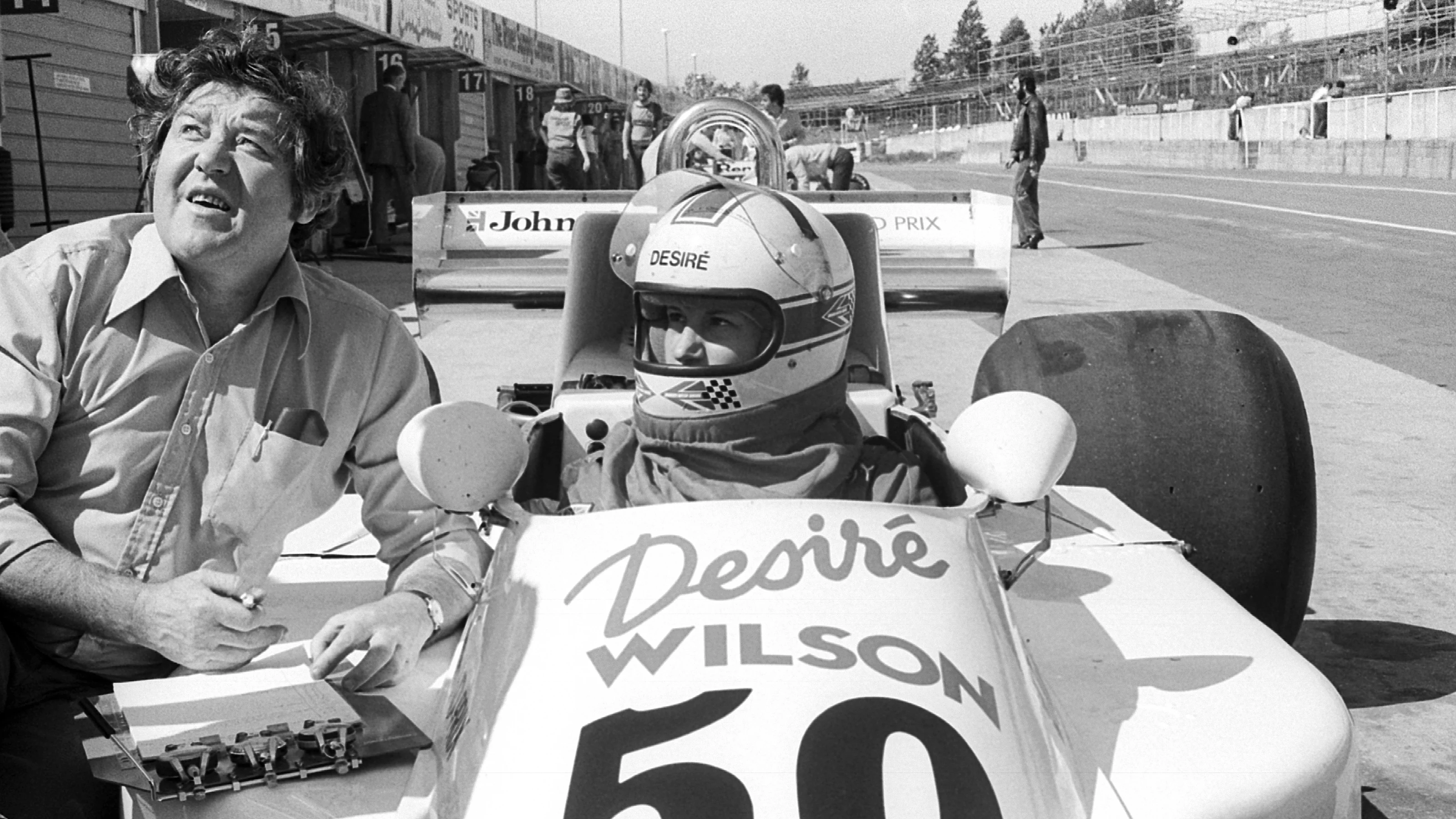 Desire Wilson (RSA) was invited to drive a March 761 during the F1 tyre test days at Brands Hatch.