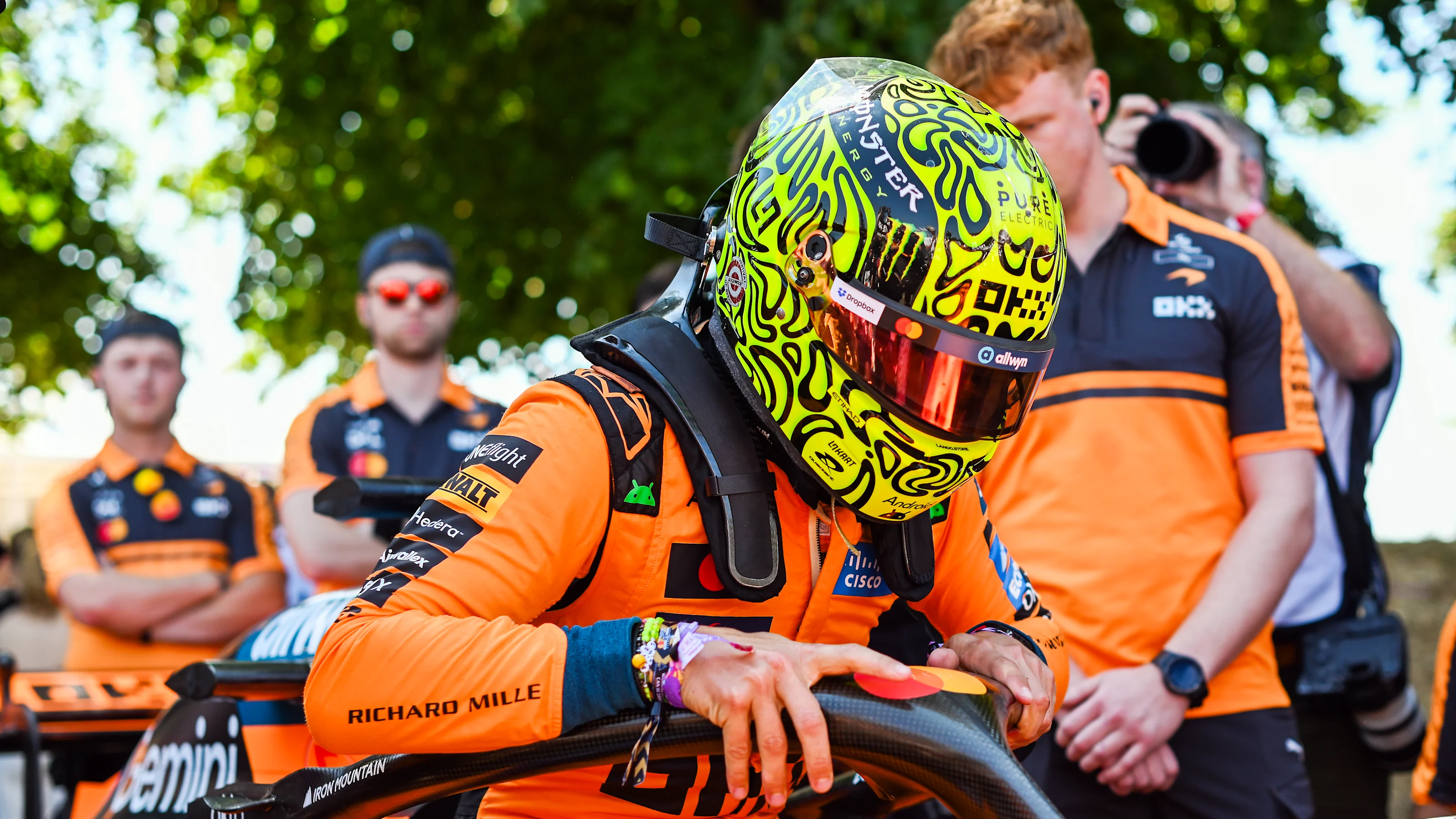 CHICHESTER, ENGLAND - JULY 11: Lando Norris of McLaren prepares to drive the McLaren-Mercedes-AMG