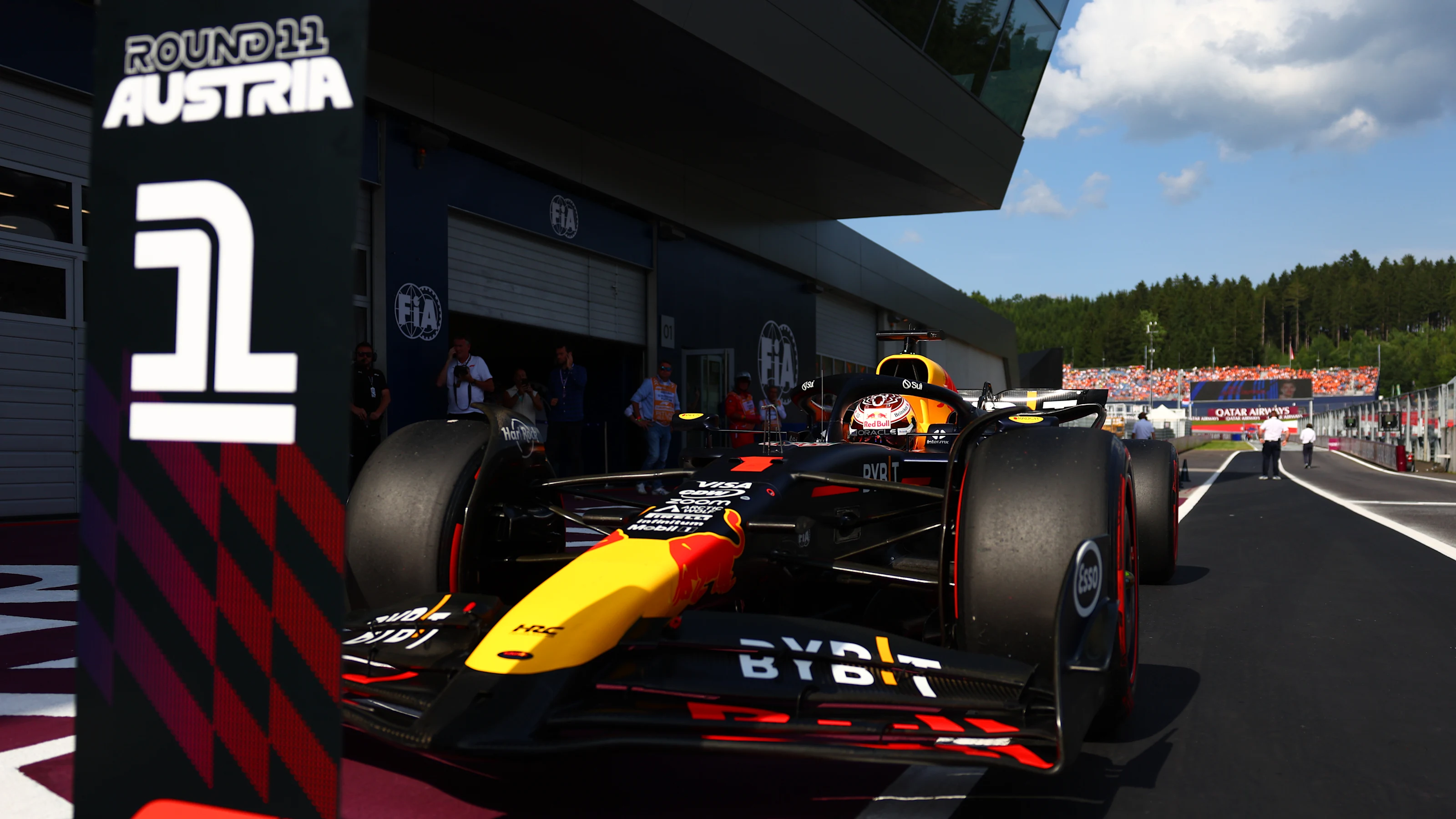 SPIELBERG, AUSTRIA - JUNE 29: Pole position qualifier Max Verstappen of the Netherlands and Oracle