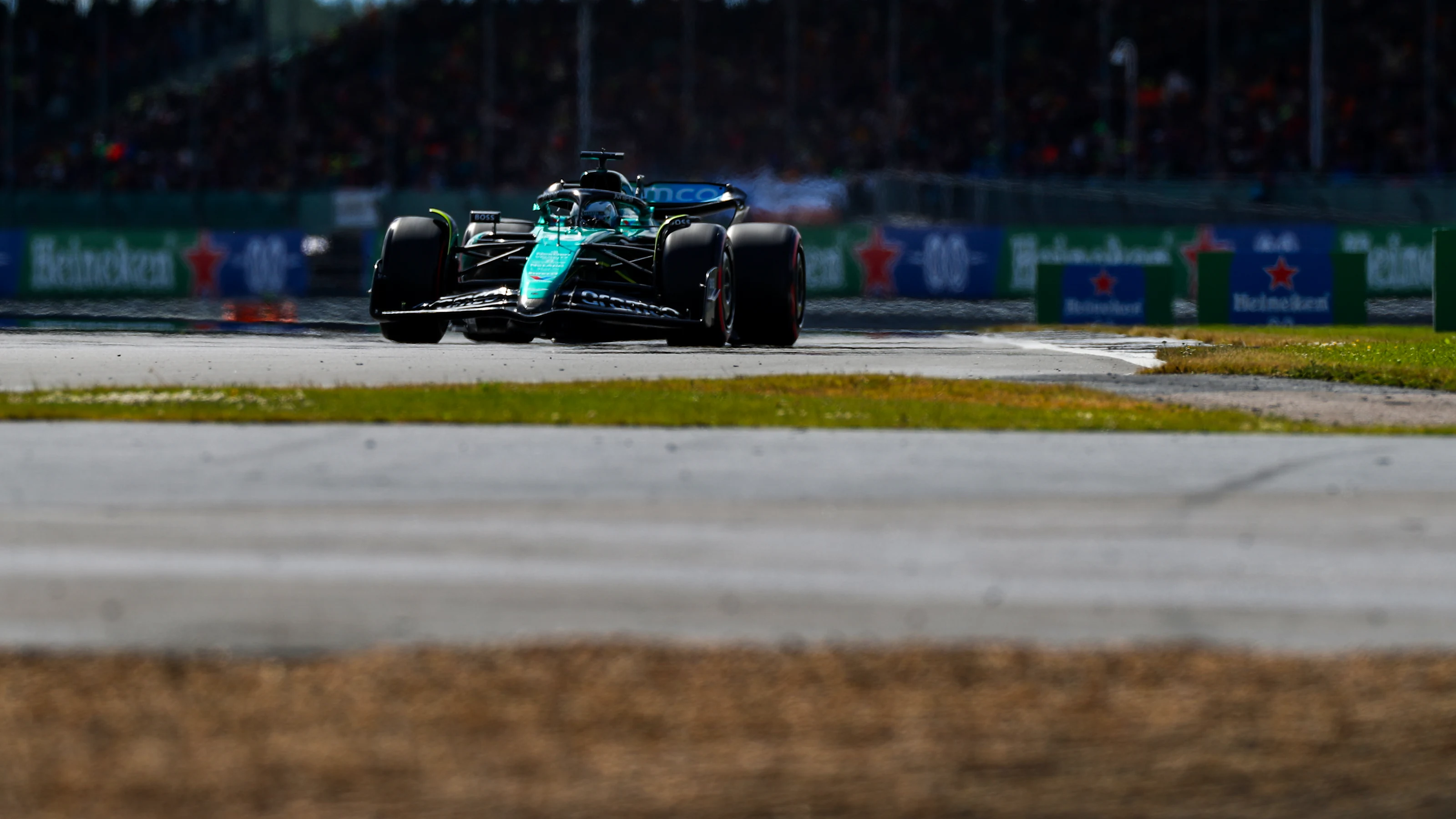 NORTHAMPTON, ENGLAND - JULY 06: Lance Stroll of Aston Martin and Canada  during qualifying ahead of