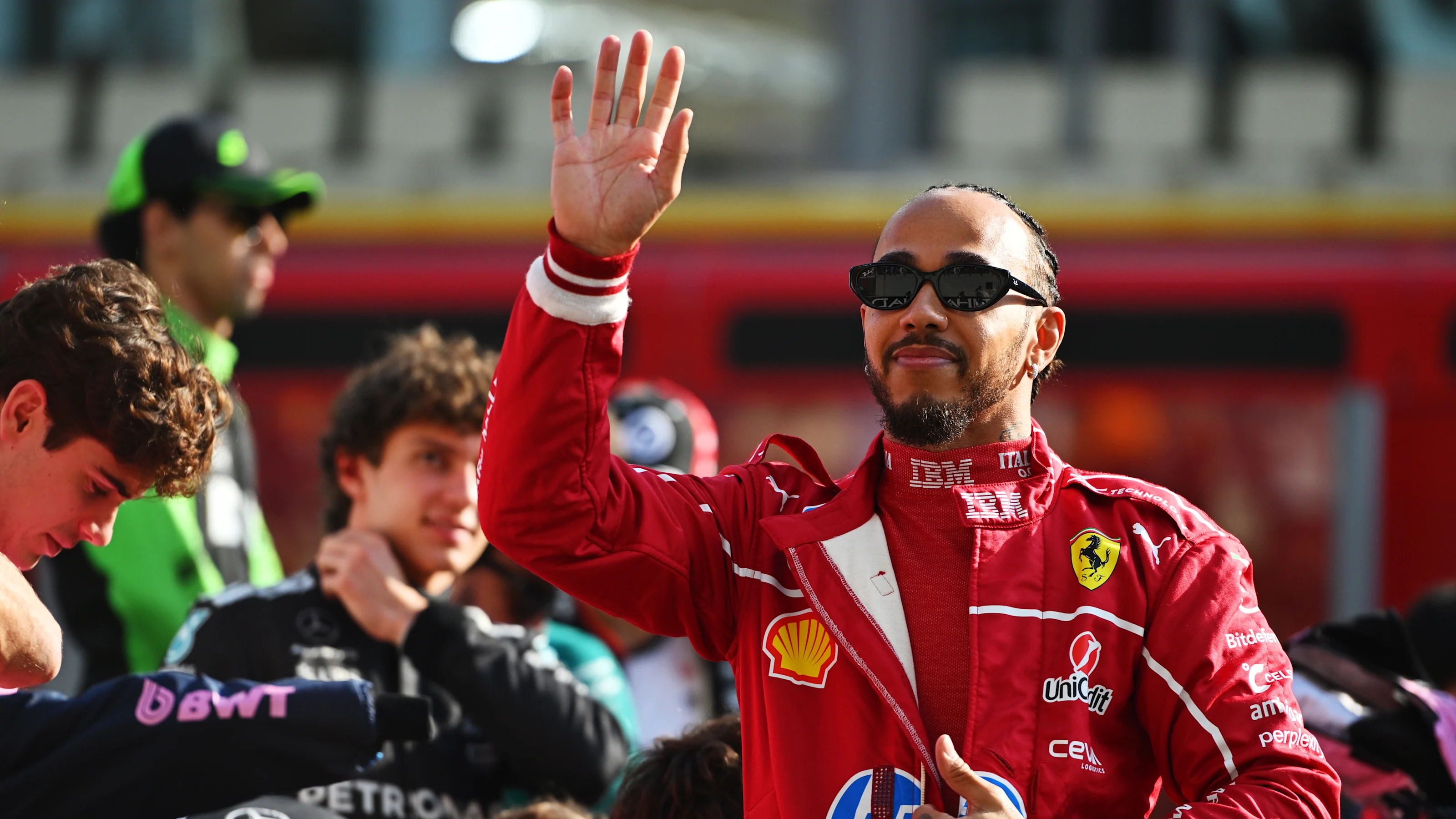 ABU DHABI, UNITED ARAB EMIRATES - DECEMBER 07: Lewis Hamilton of Great Britain and Scuderia Ferrari