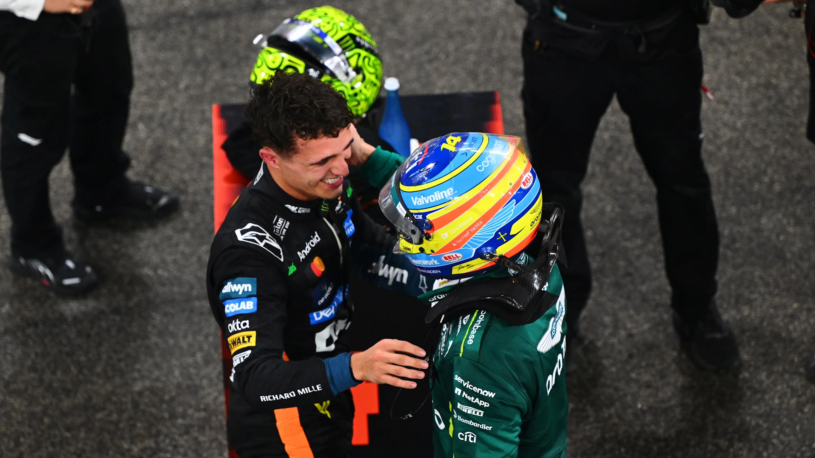 ABU DHABI, UNITED ARAB EMIRATES - DECEMBER 07: Sixth placed Fernando Alonso of Spain and Aston