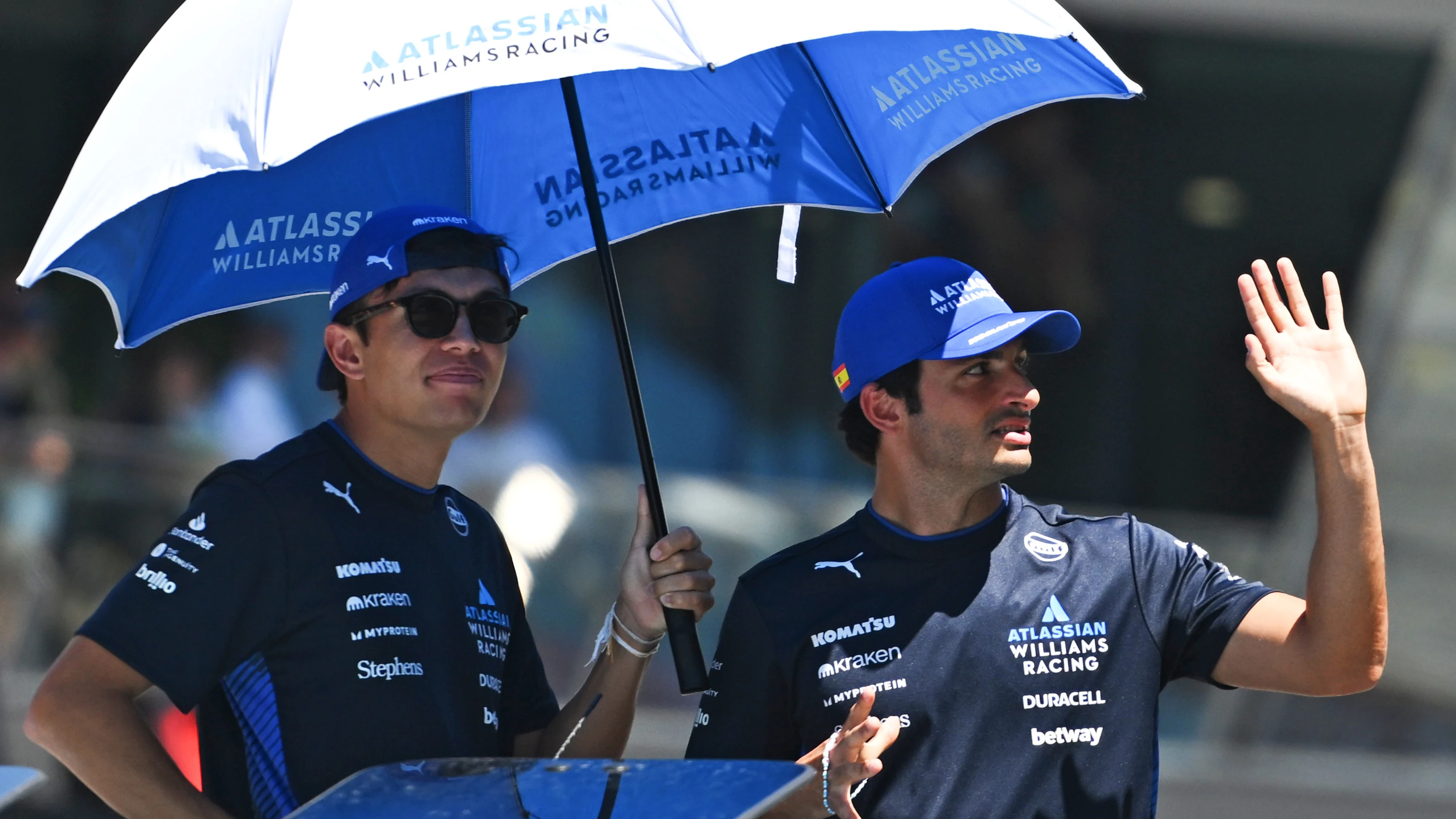 SPIELBERG, AUSTRIA - JUNE 29: Alexander Albon of Thailand and Williams and Carlos Sainz of Spain