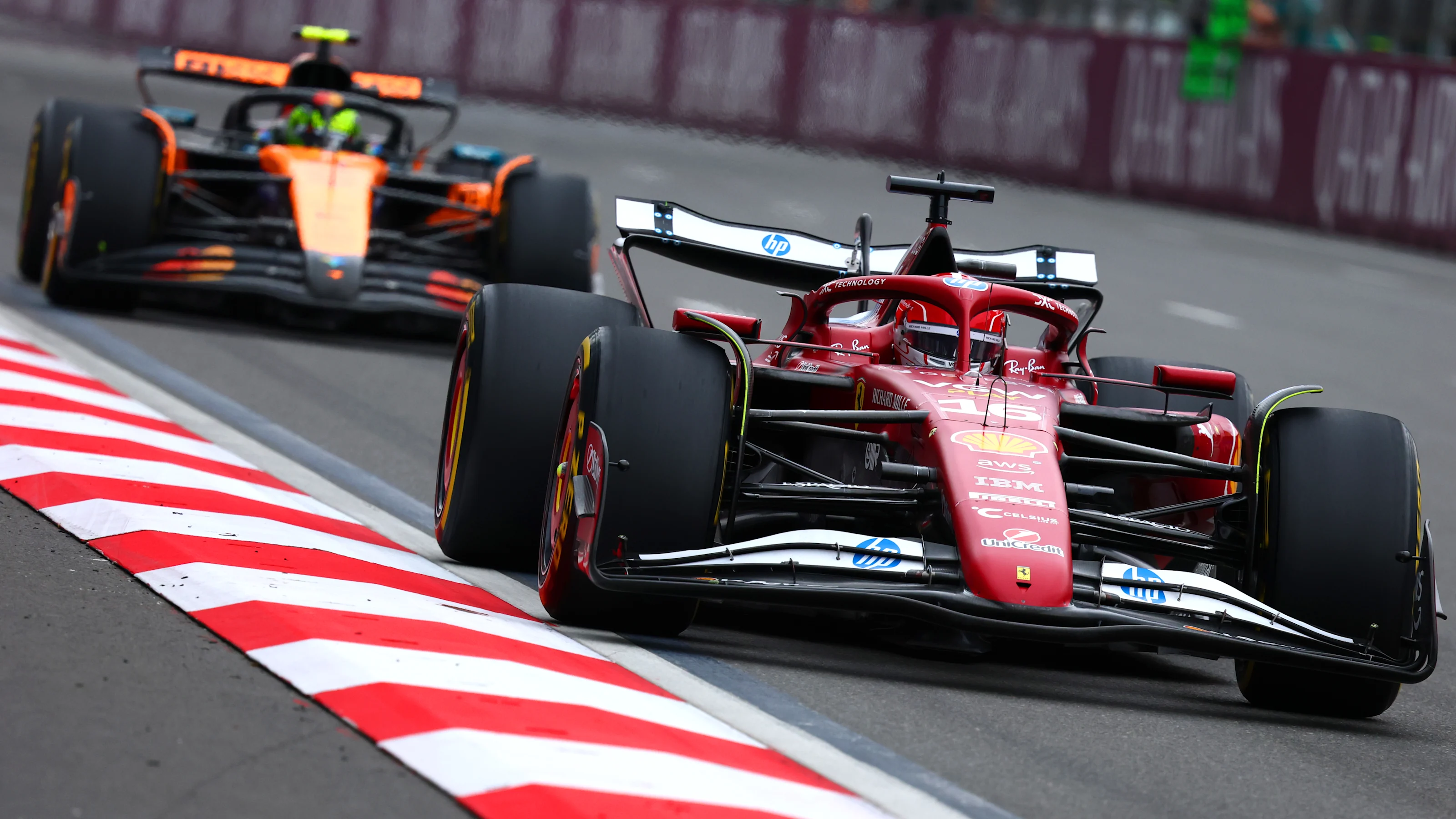 BAKU, AZERBAIJAN - SEPTEMBER 21: Charles Leclerc of Monaco driving the (16) Scuderia Ferrari SF-25