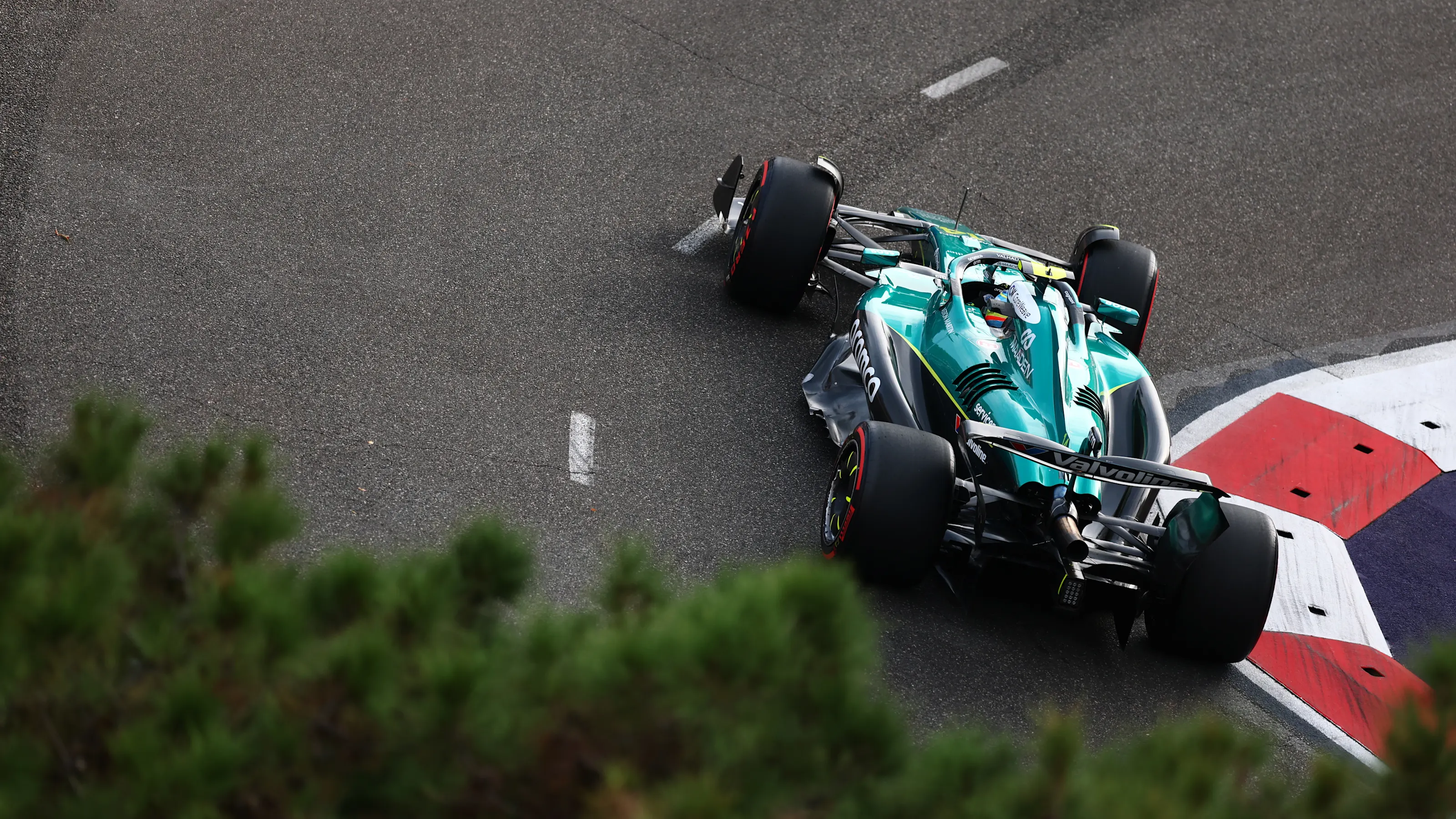 BAKU, AZERBAIJAN - SEPTEMBER 19: Fernando Alonso of Spain driving the (14) Aston Martin F1 Team