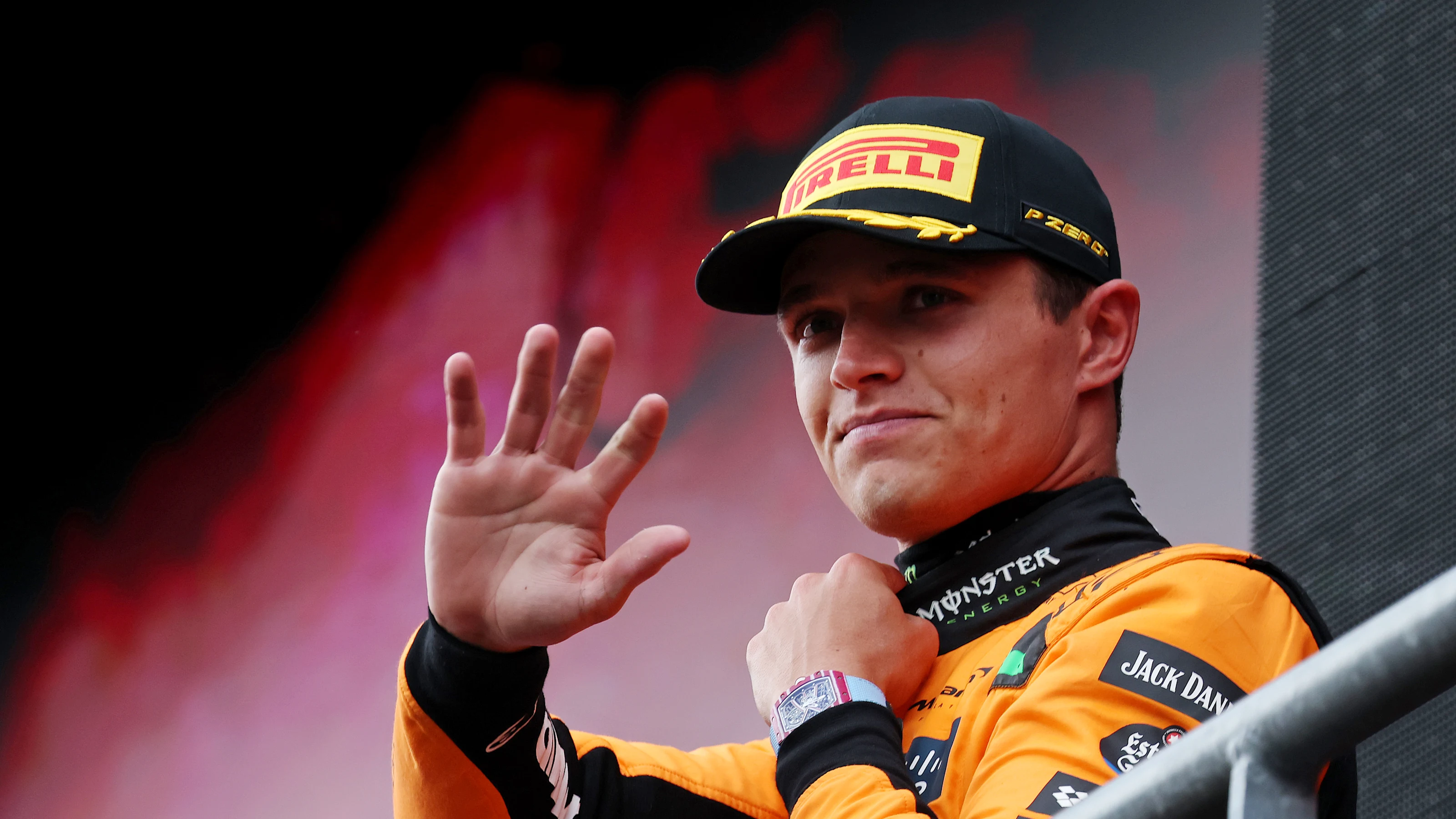 SPA, BELGIUM - JULY 27: Second placed Lando Norris of Great Britain and McLaren celebrates on the
