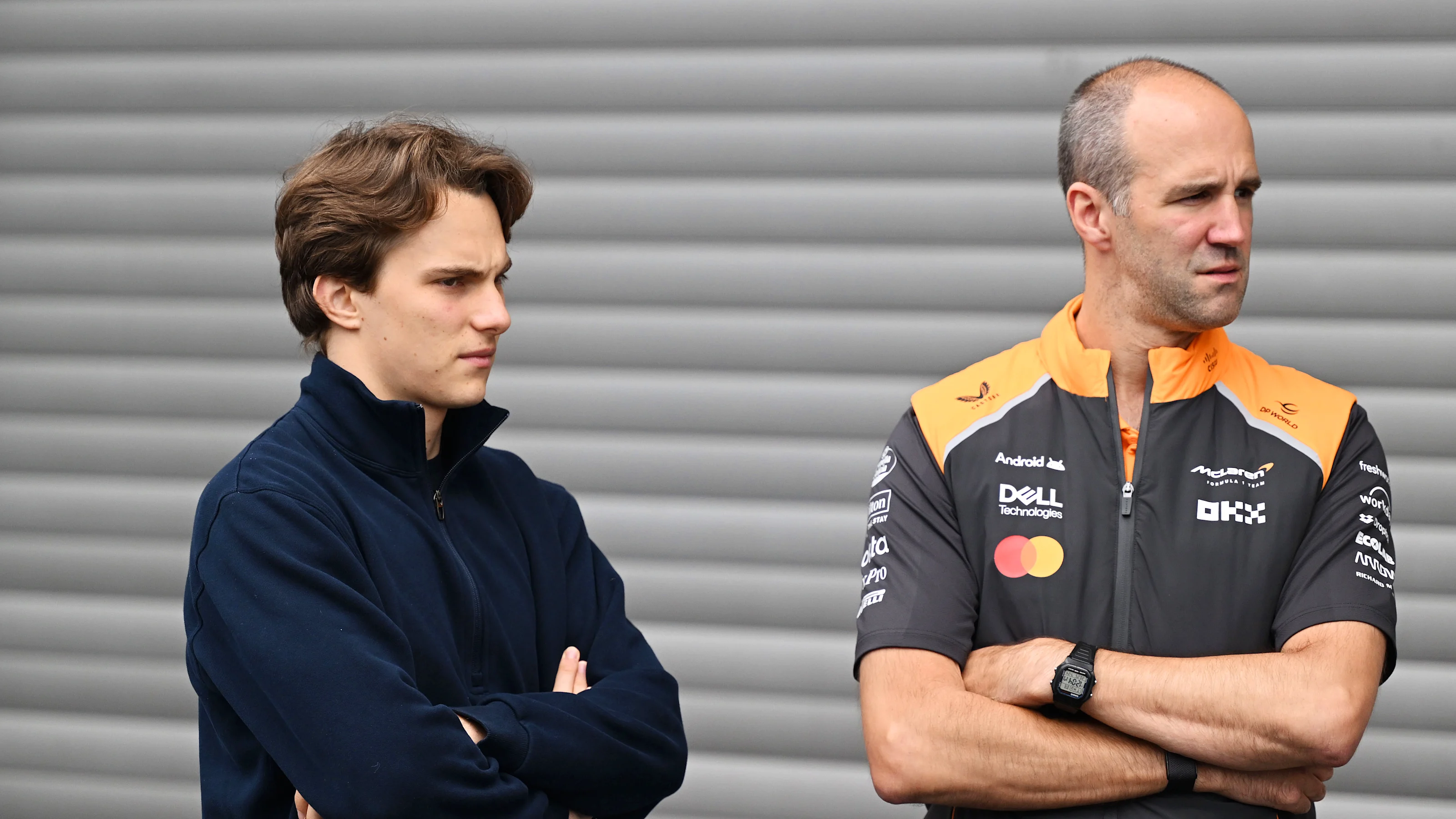 SPA, BELGIUM - JULY 24: Oscar Piastri of Australia and McLaren and Tom Stallard, Race Engineer of