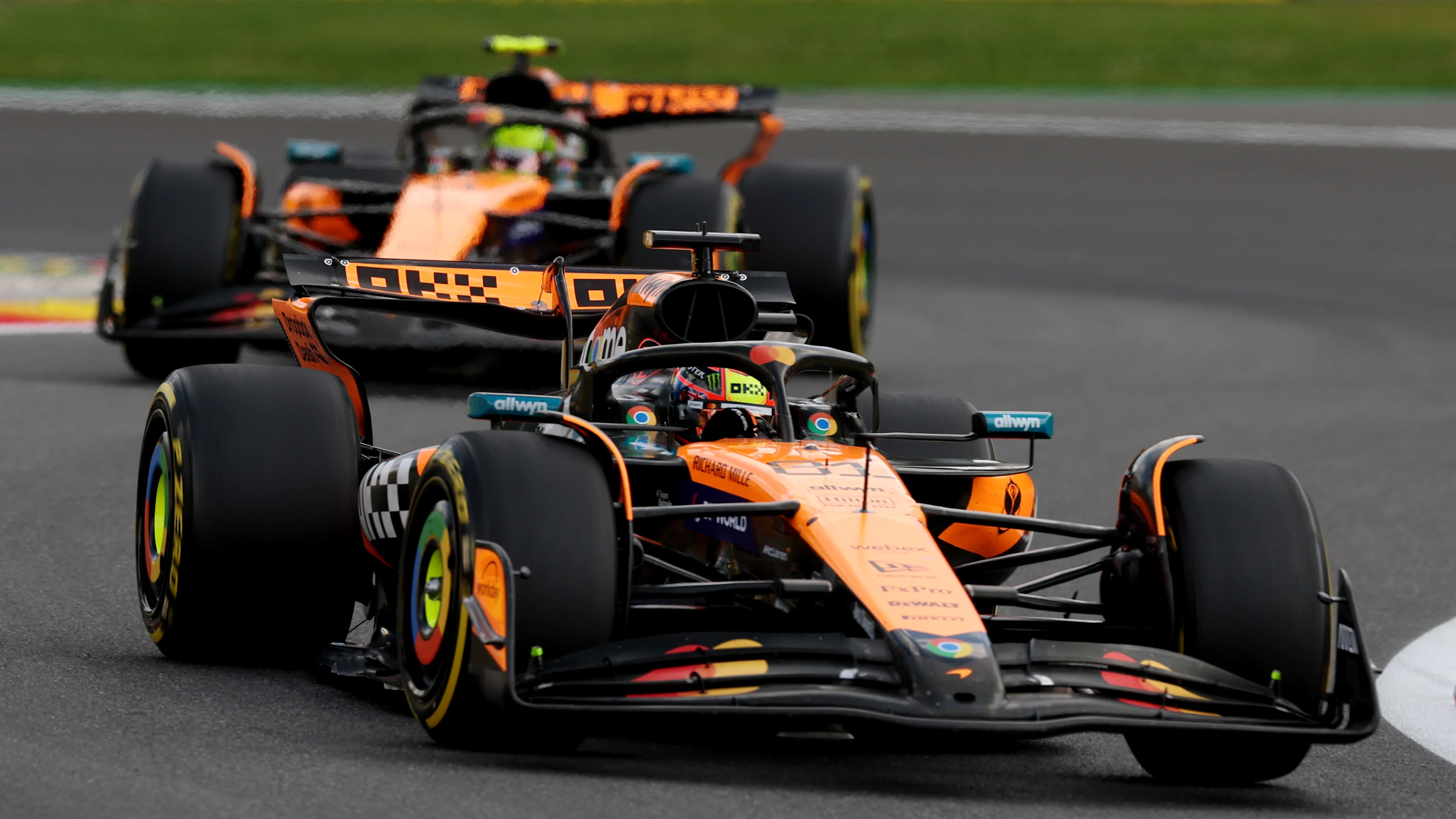 SPA, BELGIUM - JULY 26: Oscar Piastri of Australia driving the (81) McLaren MCL39 Mercedes leads