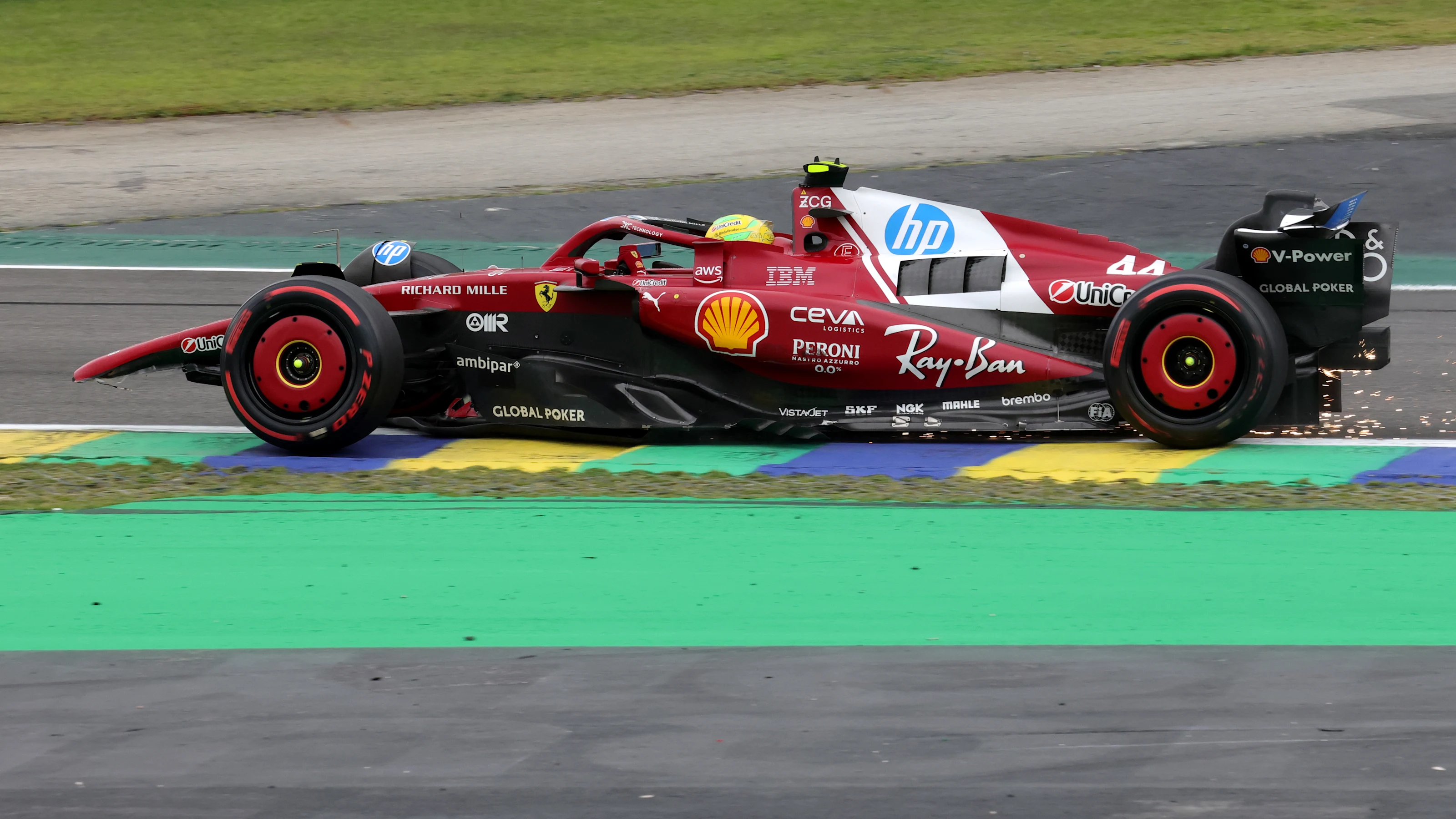 SAO PAULO, BRAZIL - NOVEMBER 09: Lewis Hamilton of Great Britain driving the (44) Scuderia Ferrari