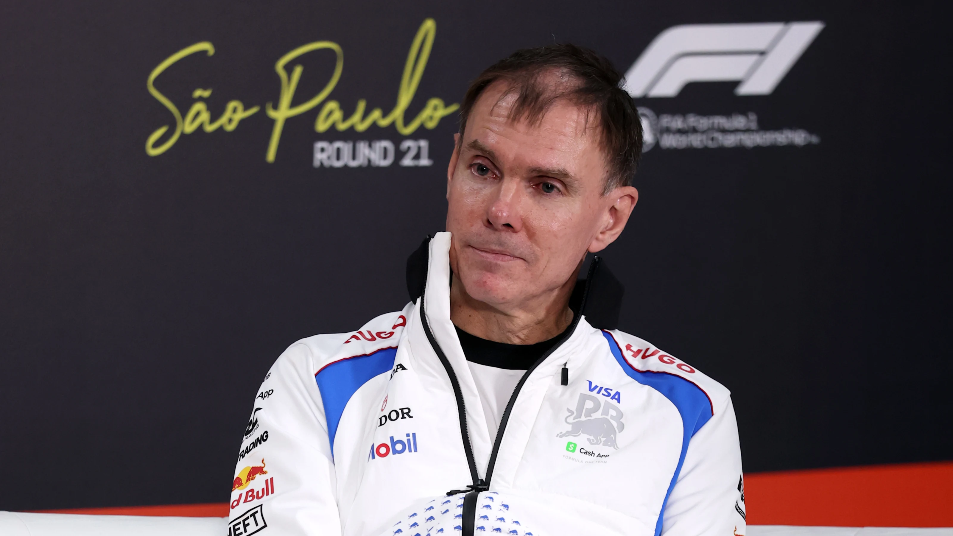 SAO PAULO, BRAZIL - NOVEMBER 07: Alan Permane, Team Principal of Visa Cash App Racing Bulls in the