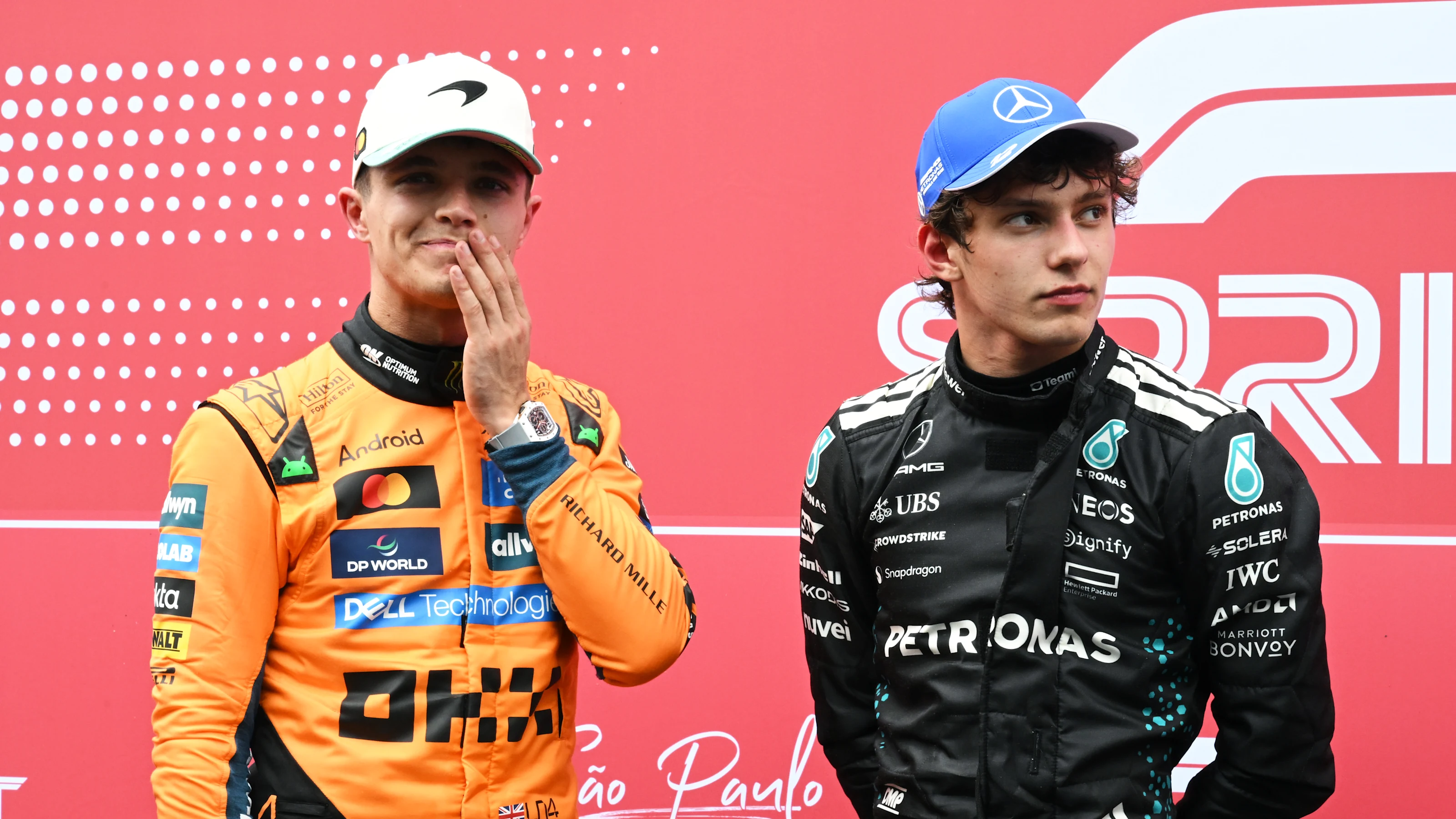 SAO PAULO, BRAZIL - NOVEMBER 08: Sprint winner Lando Norris of Great Britain and McLaren and Second