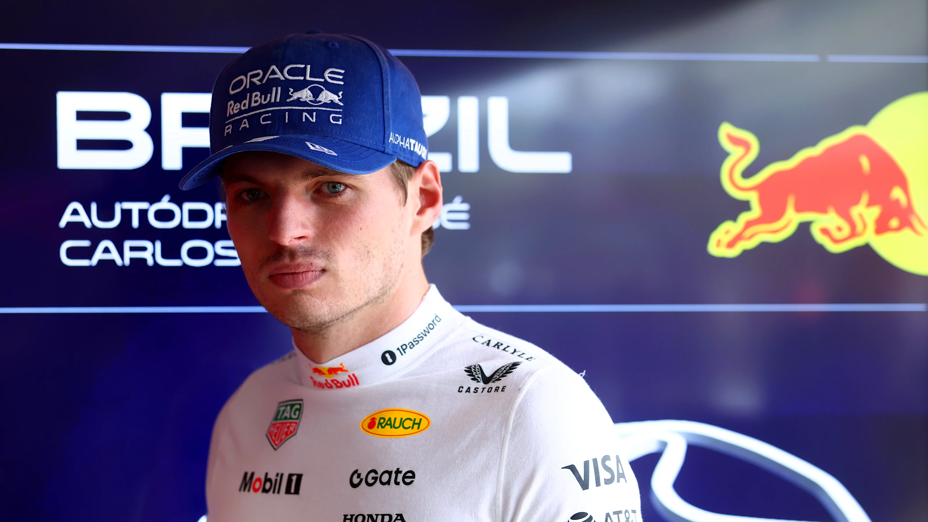 SAO PAULO, BRAZIL - NOVEMBER 08: Max Verstappen of the Netherlands and Oracle Red Bull Racing looks