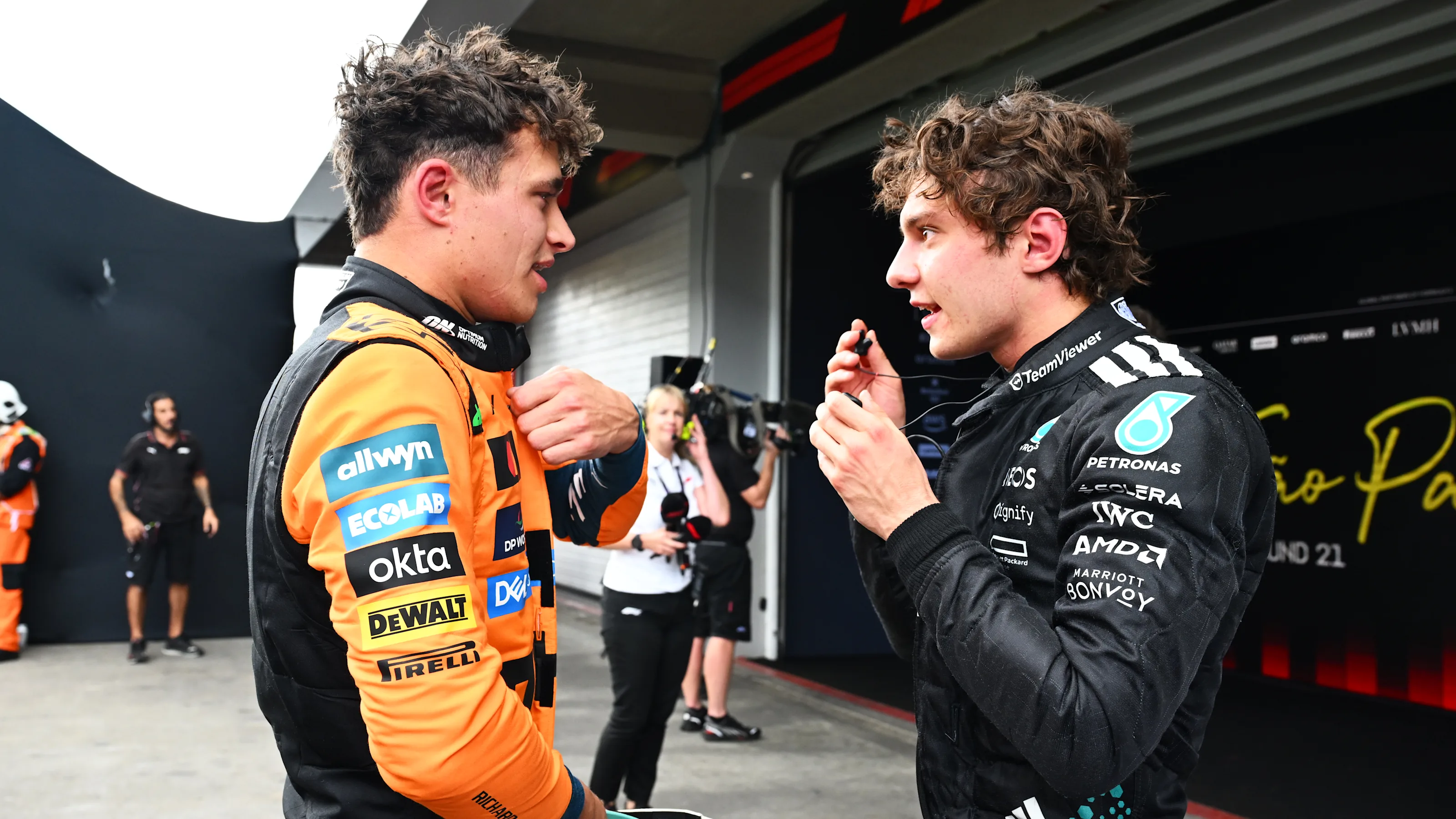 SAO PAULO, BRAZIL - NOVEMBER 08: Pole position qualifier Lando Norris of Great Britain and McLaren